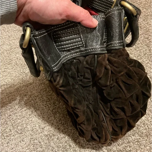 Juicy Couture Velour Satchel Shoulder Bag, brown & black, Y2K, EUC Vintage - Picture 5 of 7